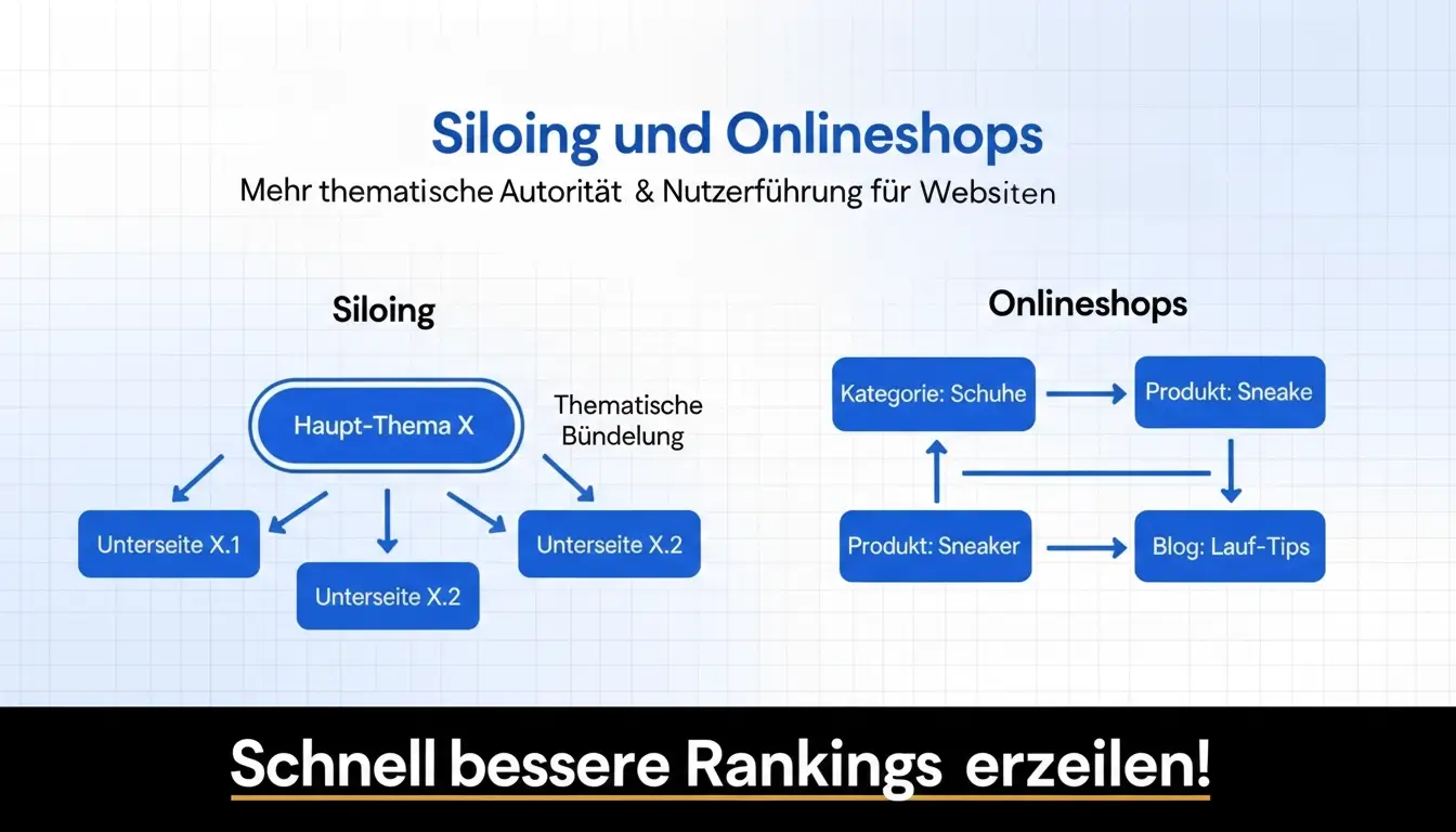 Siloing vs Onlineshops: Vergleich der internen Verlinkungsstruktur – thematische Silos für Redaktionsseiten und Kategorie-zu-Produkt-Verknüpfung im Shop
